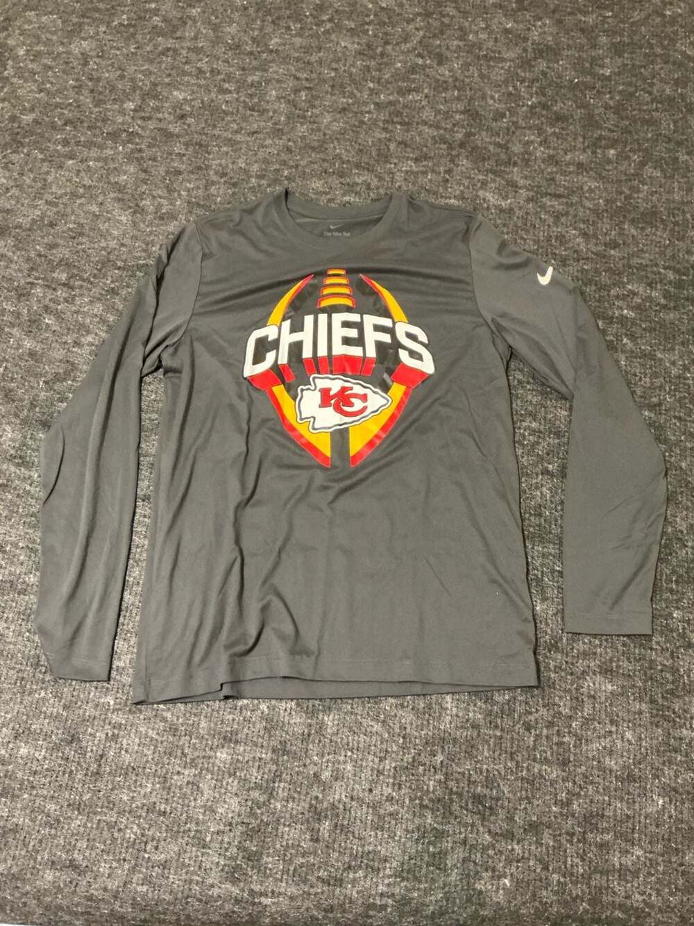Nike Kansas City Chiefs Legend NFL Long-Sleeve T-Shirt Mens Size Large Gray